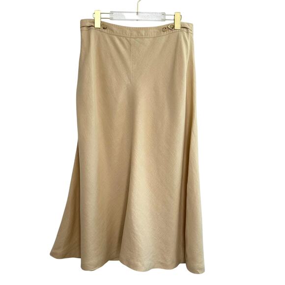 Lauren Ralph Lauren Maxi Linen Skirt Women Size 10 Tan Lined Modest Minimalist - Picture 2 of 7